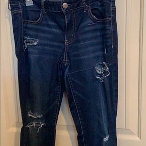 American Eagle Destroyed Dark jegging Jean 12 Reg